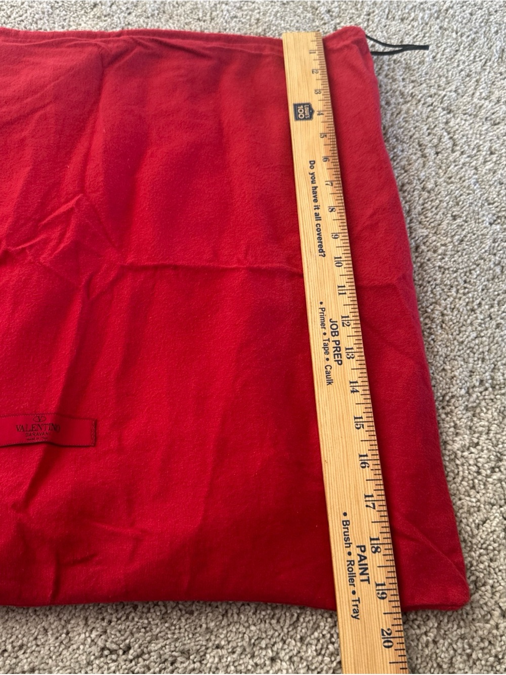 Valentino Garavani Large Red Flannel Thick Draw string Dust Bag 19x20 Luxury - Picture 7 of 8